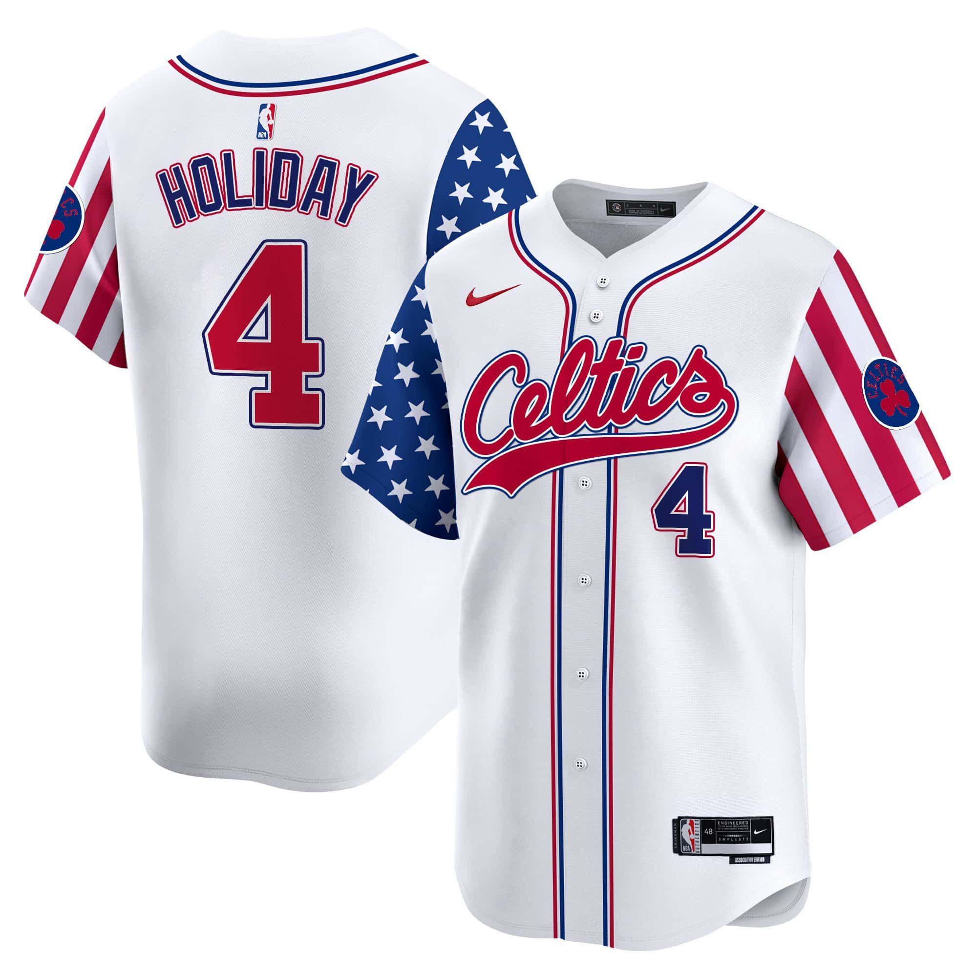 Men Boston Celtics #4 Holiday White 2024 Nike Independence Day Baseball NBA Jersey